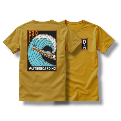 Direct Action Apparel "WATERBOARDING" TEE (HEATHER BLACK / MUSTARD)