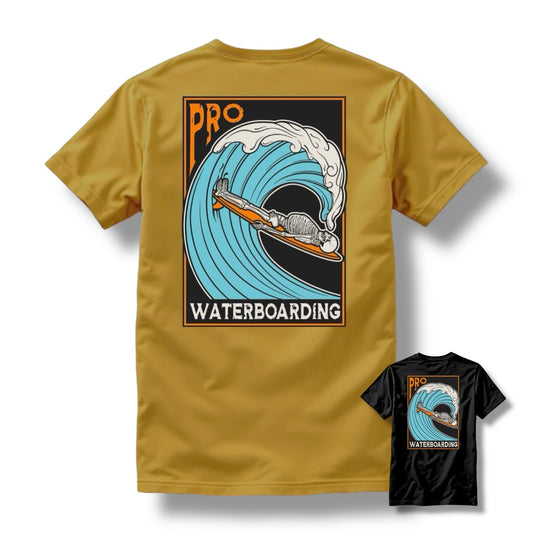 Direct Action Apparel "WATERBOARDING" TEE (HEATHER BLACK / MUSTARD)