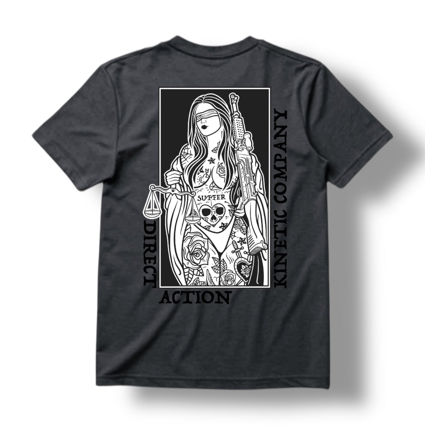Direct Action Apparel "BLIND JUSTICE" TEE (HEATHER CHARCOAL)