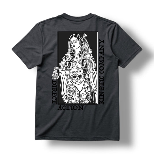 Direct Action Apparel "BLIND JUSTICE" TEE (HEATHER CHARCOAL)