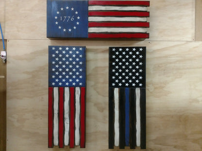 Liberty Home Concealment Long Slim “Half” American Flag Wooden Gun Storage Case