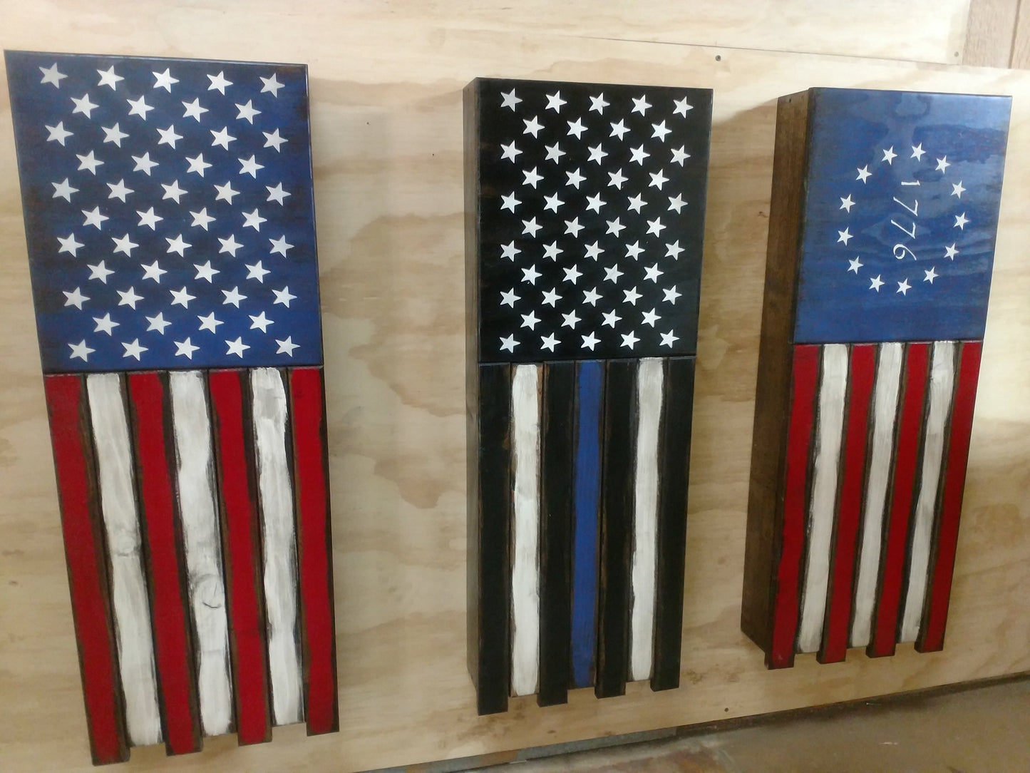 Liberty Home Concealment Long Slim “Half” American Flag Wooden Gun Storage Case