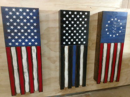 Liberty Home Concealment Long Slim “Half” American Flag Wooden Gun Storage Case