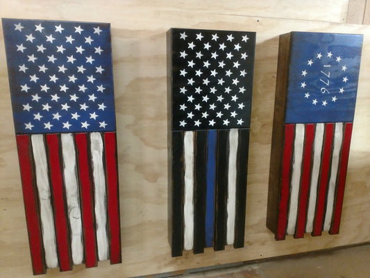 Liberty Home Concealment Long Slim “Half” American Flag Wooden Gun Storage Case