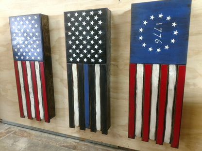 Liberty Home Concealment Long Slim “Half” American Flag Wooden Gun Storage Case