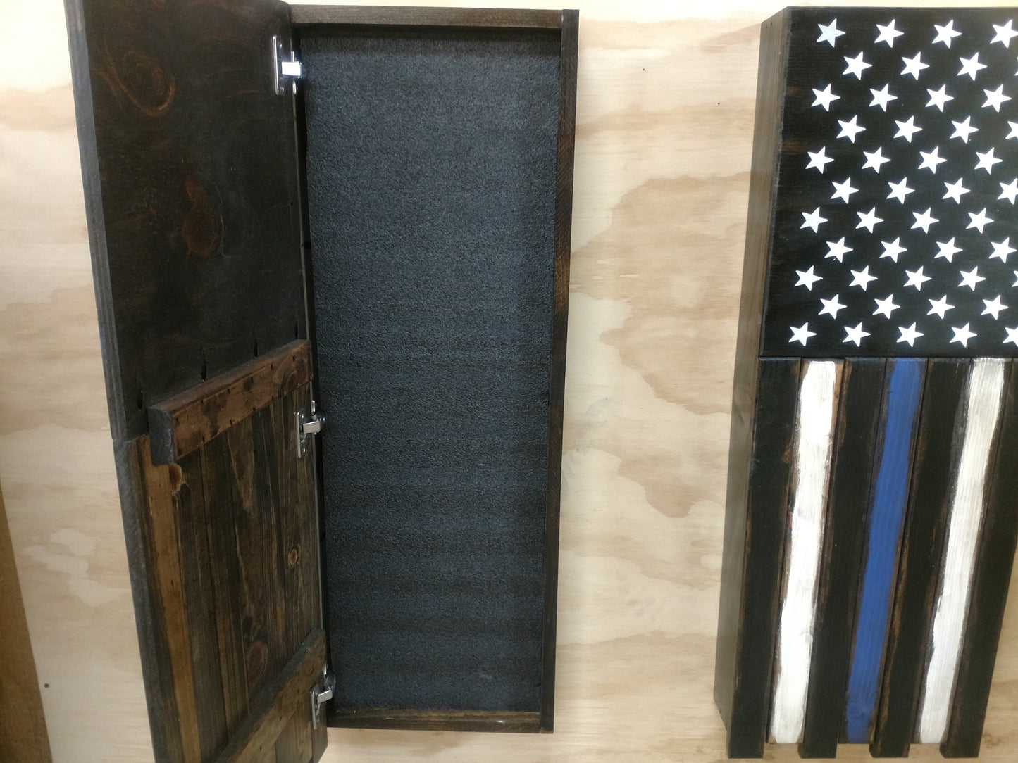 Liberty Home Concealment Long Slim “Half” American Flag Wooden Gun Storage Case