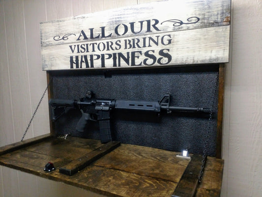 Liberty Home Concealment LARGE “VISITORS BRING HAPPINESS” GUN CONCEALMENT WALL ART