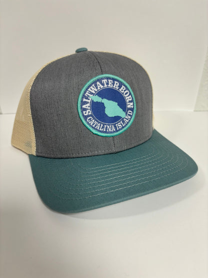 Saltwater Born Catalina Island, CA Structured Mesh Trucker Hat