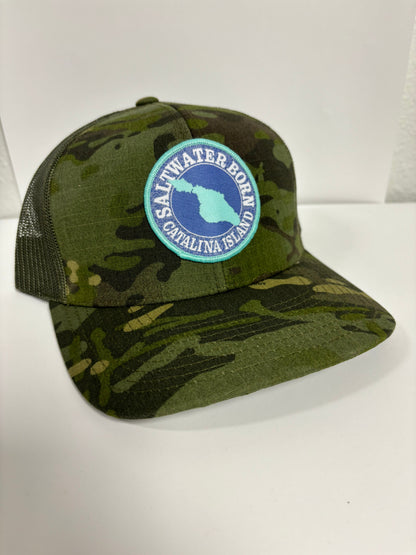 Saltwater Born Catalina Island, CA Structured Mesh Trucker Hat