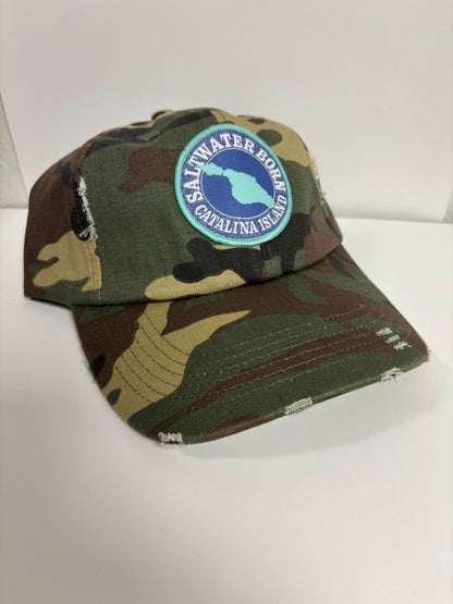 Saltwater Born Catalina Island, CA Vintage Distressed Hat