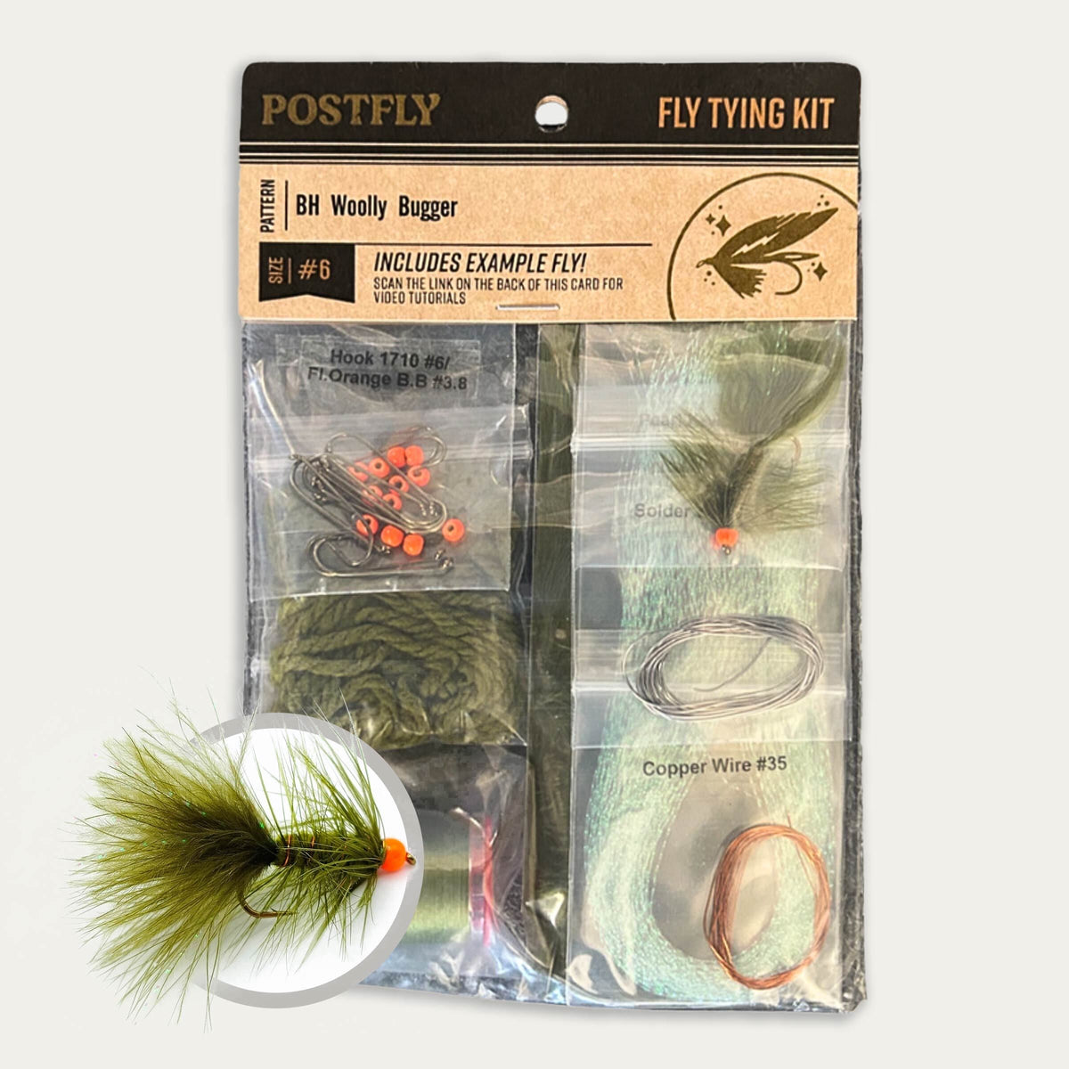 Postfly Fly tying kit | Bead Head Woolly Bugger #8