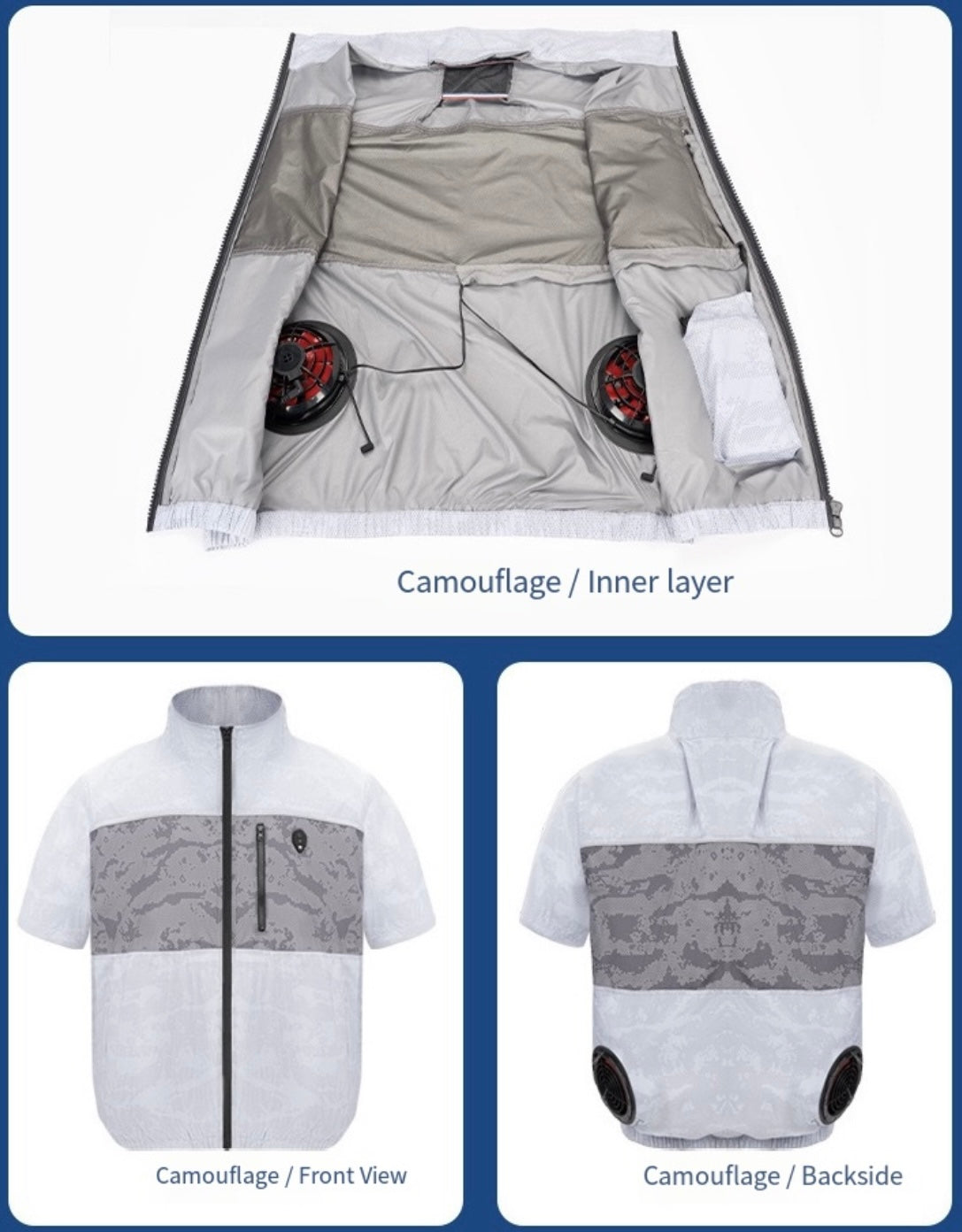 LITEGUEST Cooling Fan Jacket with LED Light Stay Cool for Outdoor