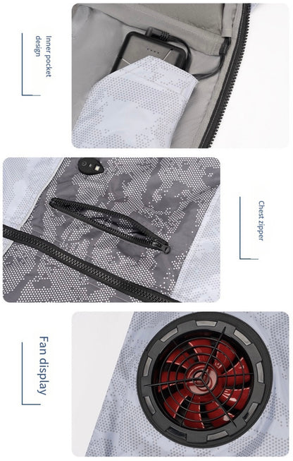 LITEGUEST Cooling Fan Jacket with LED Light Stay Cool for Outdoor