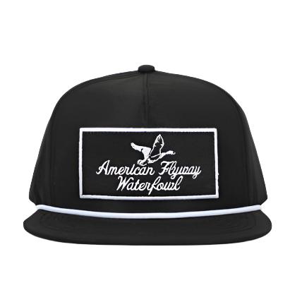 American Flyway Waterfowl Throwback Vintage Rope Black with Patch and White Rope