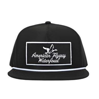 American Flyway Waterfowl Throwback Vintage Rope Black with Patch and White Rope