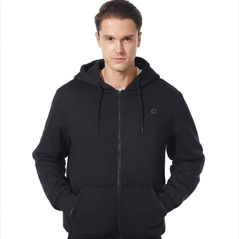 LITEGUEST USB Heated Hoodie 5-Zone Heated Zip-up Hooded Sweatshirt