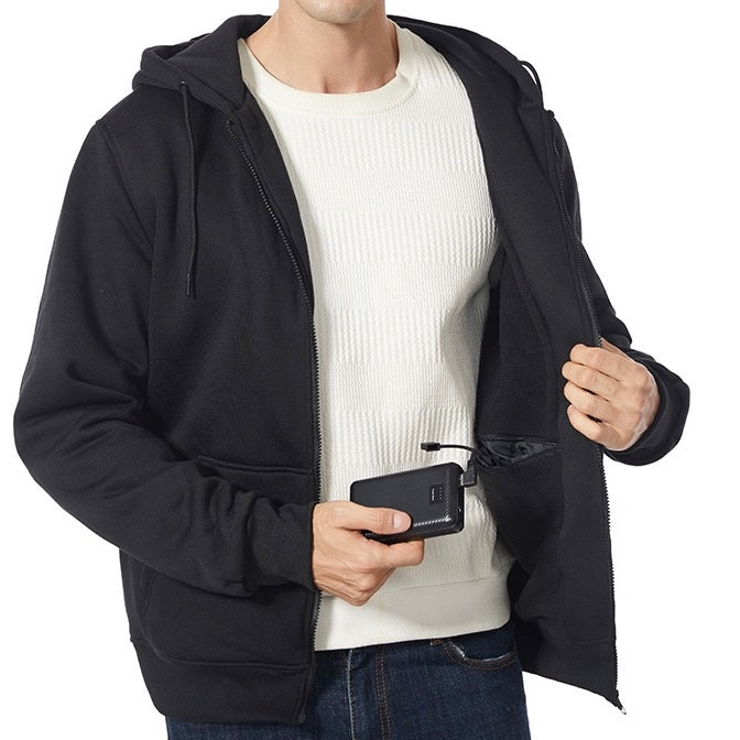 LITEGUEST USB Heated Hoodie 5-Zone Heated Zip-up Hooded Sweatshirt