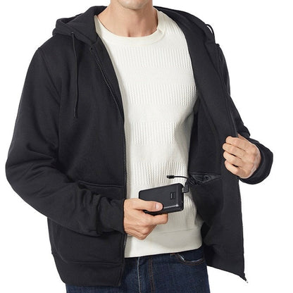 LITEGUEST USB Heated Hoodie 5-Zone Heated Zip-up Hooded Sweatshirt