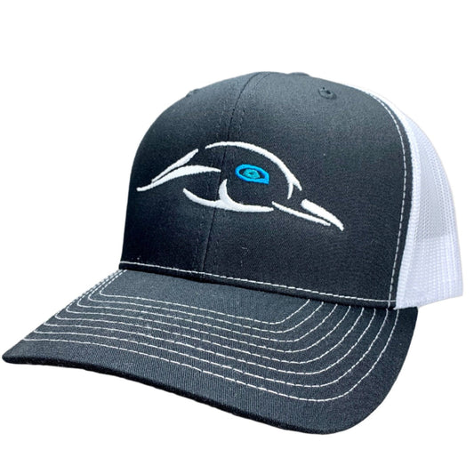 AF Waterfowl Black / White Mesh Back Silver Logo w/ Blue Eye - 112