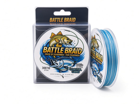 BATTLE BRAID COASTAL CAMO 300YRD SPOOL 8x PE