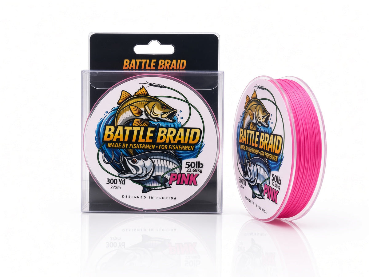 BATTLE BRAID PINK 300 YARD SPOOLS 8x PE