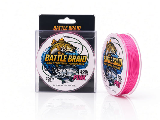 BATTLE BRAID PINK 300 YARD SPOOLS 8x PE