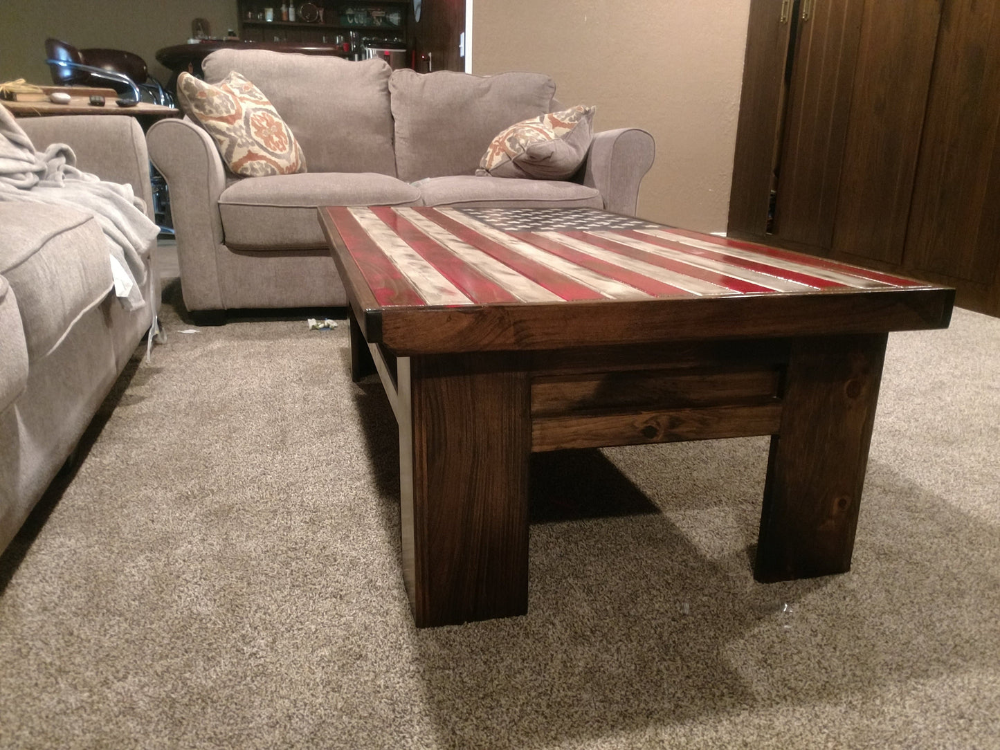 Liberty Home Concealment Rustic American Flag Gun Storage Coffee Table