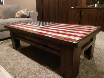 Liberty Home Concealment Rustic American Flag Gun Storage Coffee Table