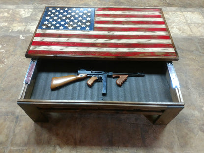 Liberty Home Concealment Rustic American Flag Gun Storage Coffee Table