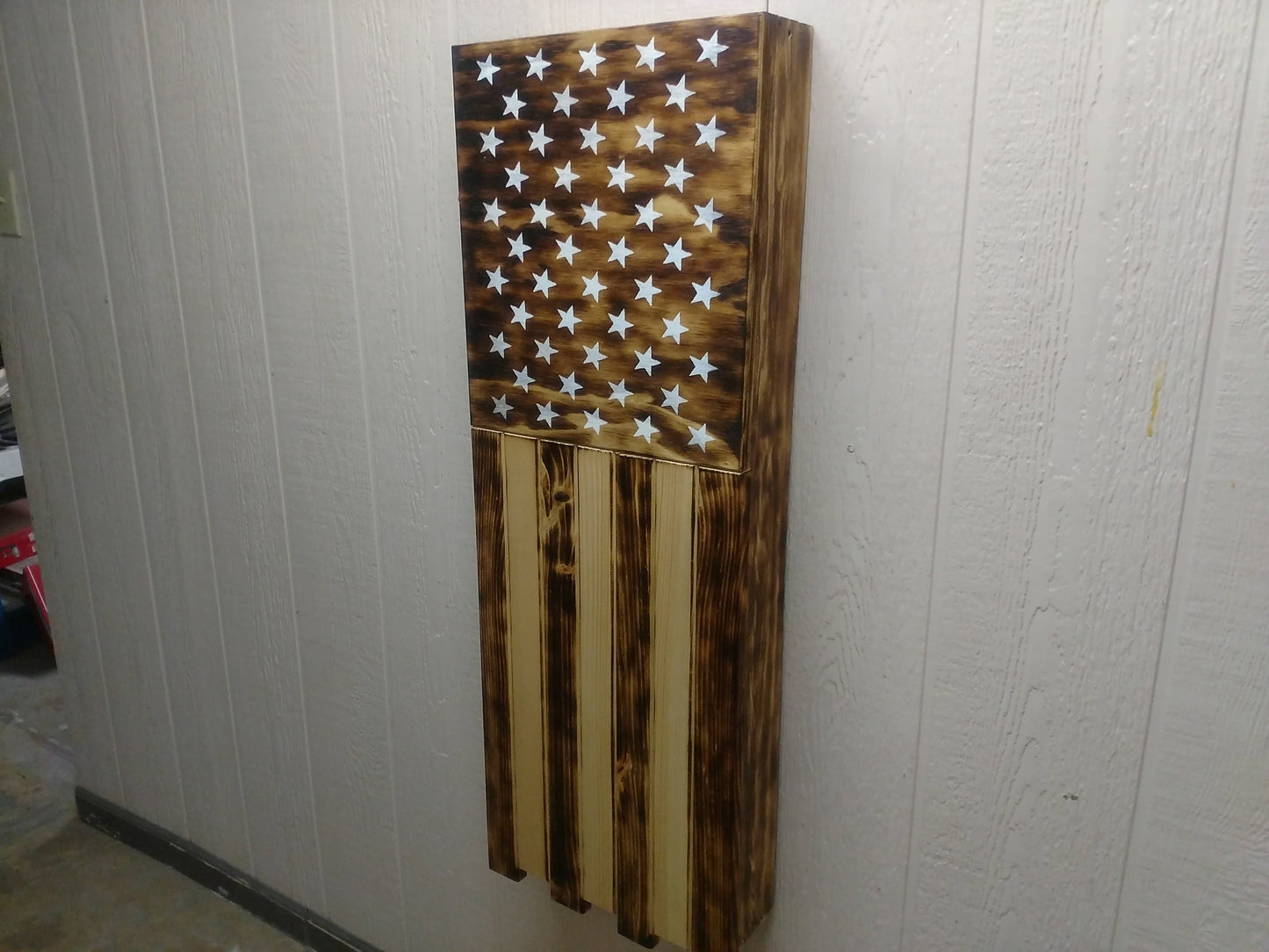 Liberty Home Concealment Long Slim “Half” American Flag Wooden Gun Storage Case