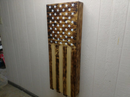 Liberty Home Concealment Long Slim “Half” American Flag Wooden Gun Storage Case