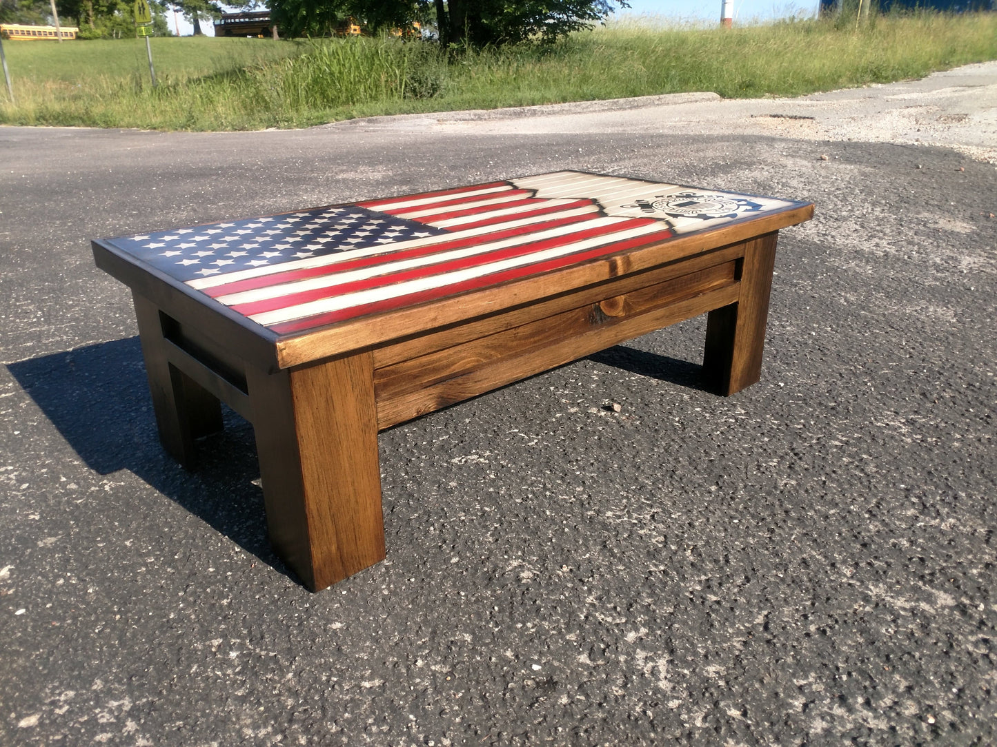 Liberty Home Concealment Rustic American Flag Gun Storage Coffee Table