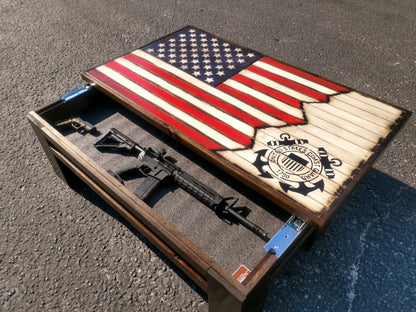 Liberty Home Concealment Rustic American Flag Gun Storage Coffee Table