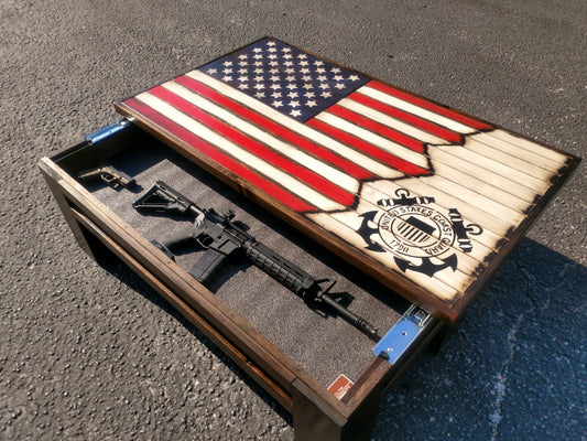 Liberty Home Concealment Rustic American Flag Gun Storage Coffee Table