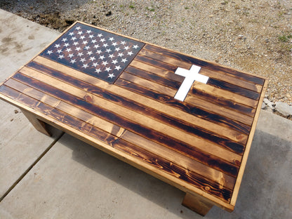 Liberty Home Concealment Rustic American Flag Gun Storage Coffee Table