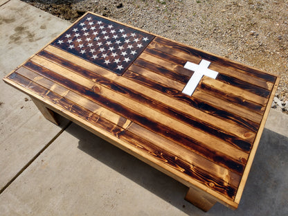 Liberty Home Concealment Rustic American Flag Gun Storage Coffee Table