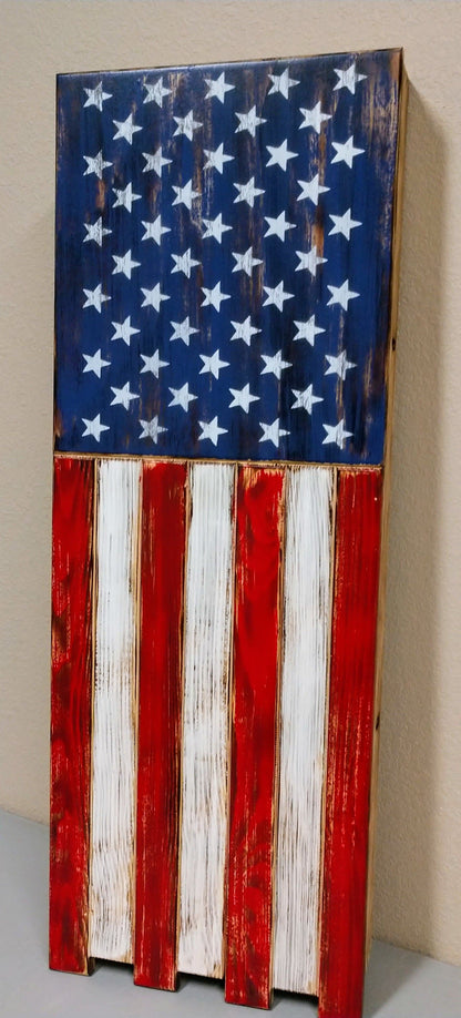 Liberty Home Concealment Long Slim “Half” American Flag Wooden Gun Storage Case