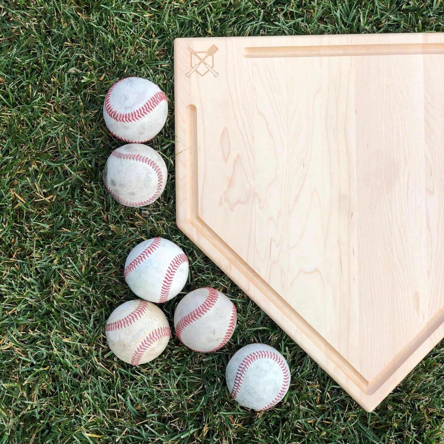 Baseball BBQ Full Size (17" x 17") Home Plate Cutting Board With Trough