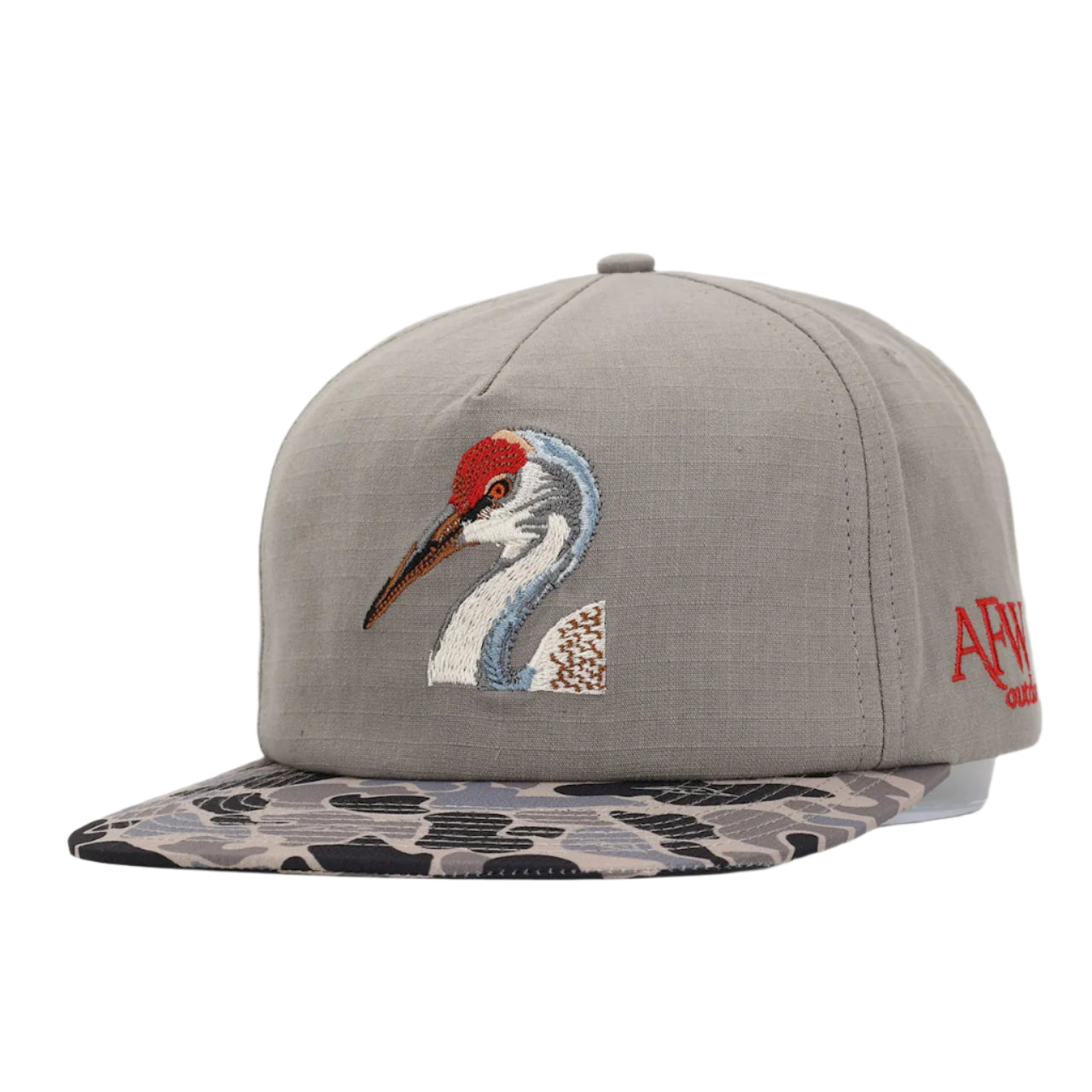American Flyway Waterfowl Sandhill Crane Grey Ripstop w Hardwoods II Camo Bill
