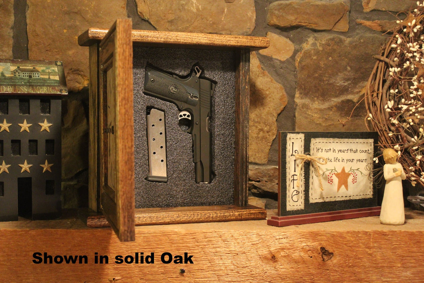 Liberty Home Concealment "Peacemaker” Wooden Gun Concealment Clock