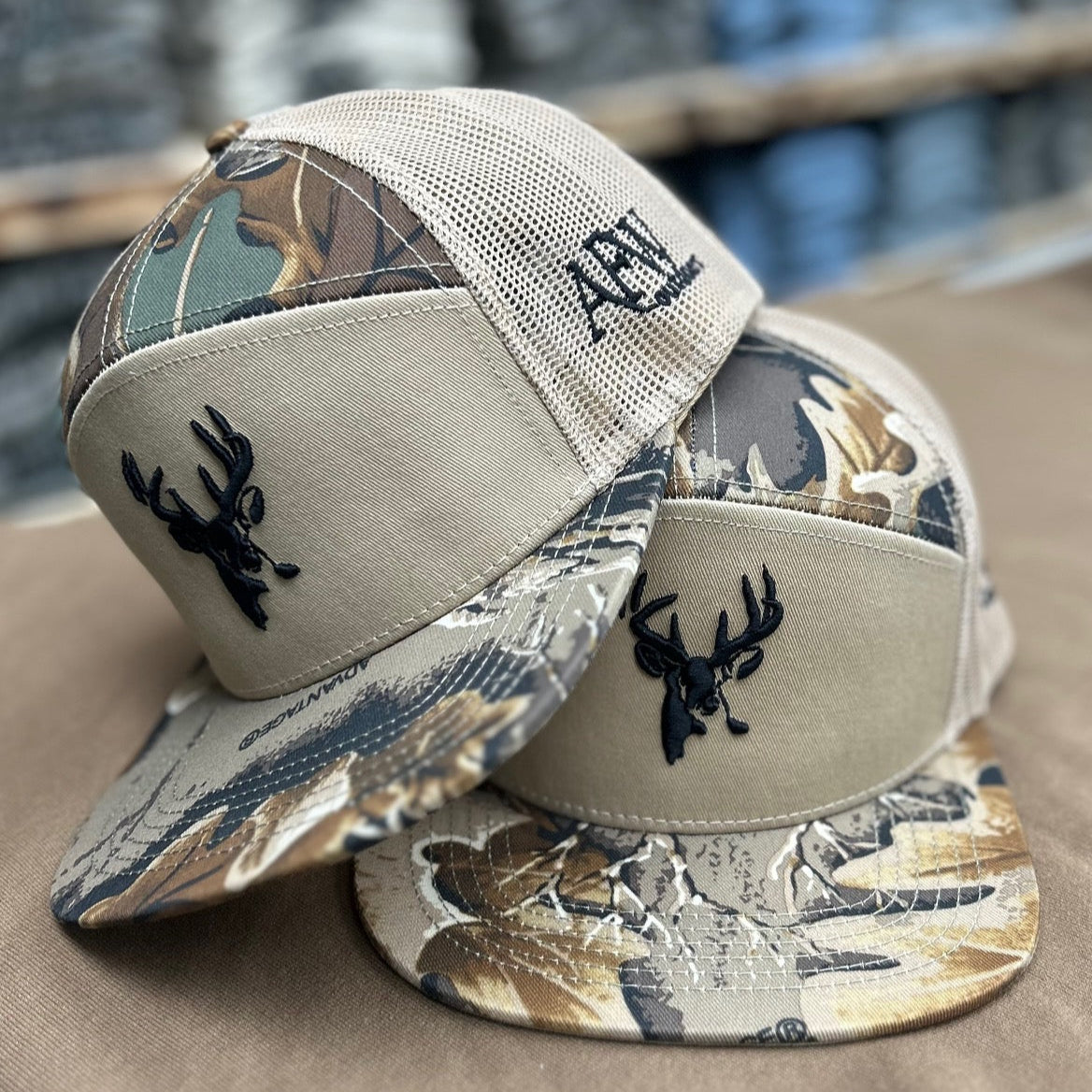 American Flyway Waterfowl Realtree Advantage 7 Panel Buck Logo Hat
