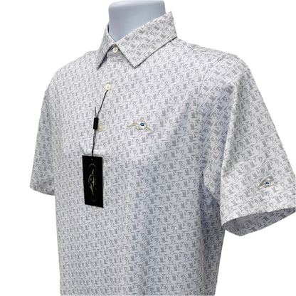 American Flyway Waterfowl AFW White with Grey Flying Ducks Polo