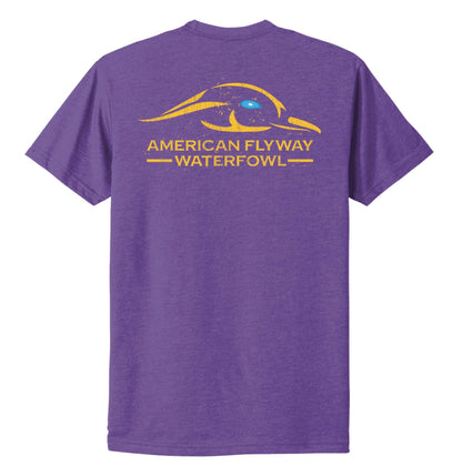 AF Waterfowl Purple Rush Tee Shirt w/ Solid Logo Distressed