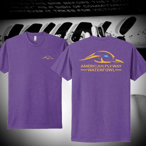 AF Waterfowl Purple Rush Tee Shirt w/ Solid Logo Distressed