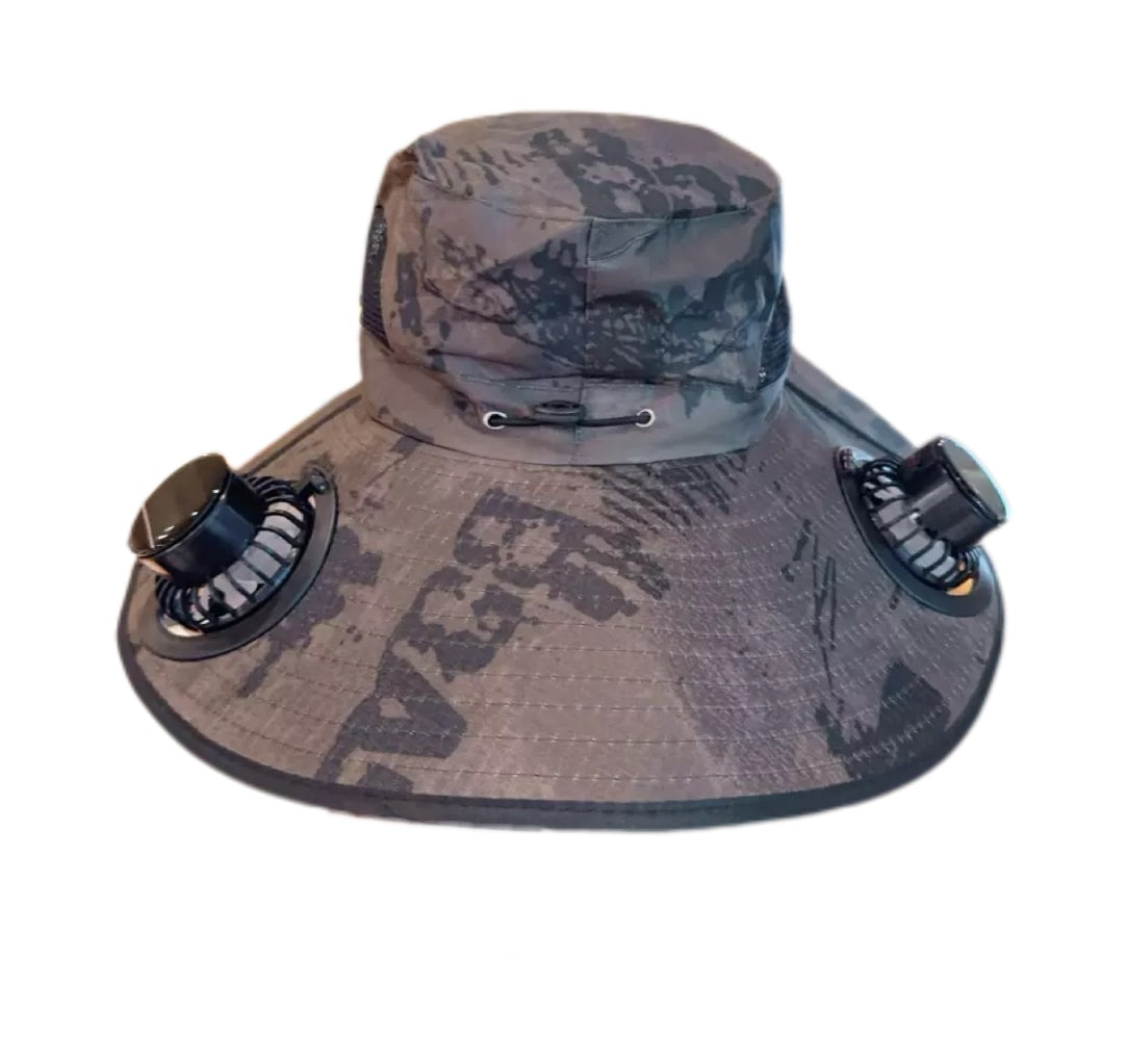 LITEGUEST Solar-Powered Fan Cooling Hat Dual-Fan Wide-Brim Protection