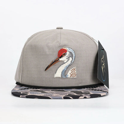 American Flyway Waterfowl Sandhill Crane Grey Ripstop w Hardwoods II Camo Bill