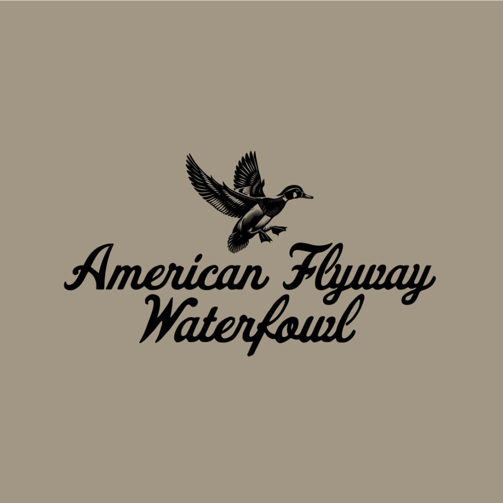 American Flyway Waterfowl Vintage Wood Duck Logo Design with Pocket in Khaki