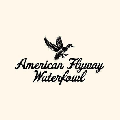 American Flyway Waterfowl Vintage Wood Duck Logo Design in Ivory