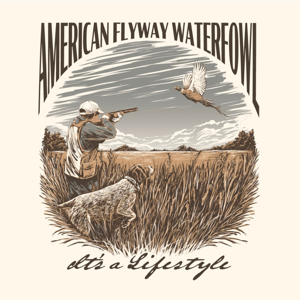 American Flyway Waterfowl Flying Pheasant Ivory with Pocket