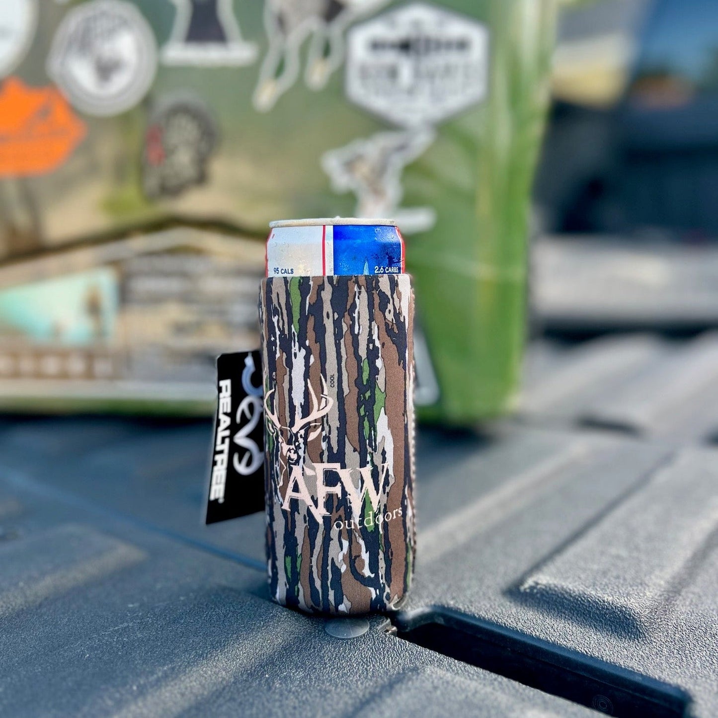 American Flyway Waterfowl Buck Logo Drink Koozies - Skinny Can